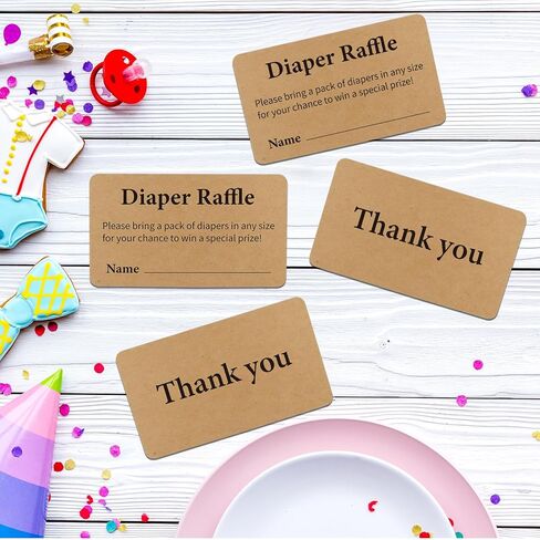 240 قطعة من بطاقات يانصيب الحفاضات مقاس 3.5x2 بوصة كرافت تان تذكرة يانصيب للحفاضات مع خط الاسم، متعة محايدة للجنسين، دعوة لحفل استقبال المولود الجديد، لعبة الكشف عن الجنس للفتيات أو الصبي، أدخل للفوز بجائزة الرسم in Kuwait