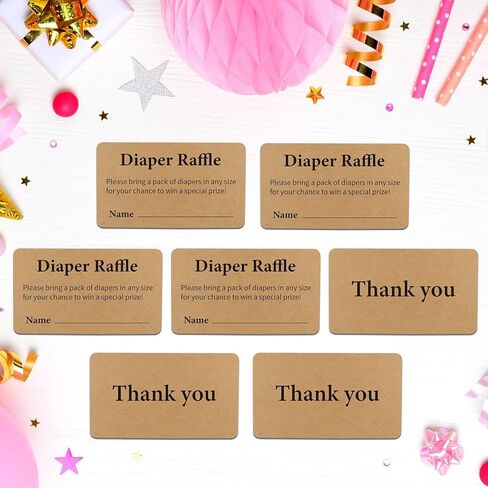 240 قطعة من بطاقات يانصيب الحفاضات مقاس 3.5x2 بوصة كرافت تان تذكرة يانصيب للحفاضات مع خط الاسم، متعة محايدة للجنسين، دعوة لحفل استقبال المولود الجديد، لعبة الكشف عن الجنس للفتيات أو الصبي، أدخل للفوز بجائزة الرسم in Kuwait