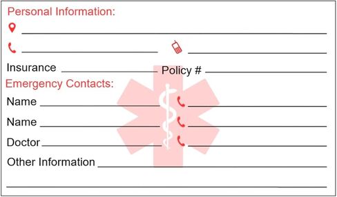 Emergency Medical Information ID Card Pack of 5 | Emergency Contact ID Cards for Wallet Phone Pocket Handbags in Kuwait