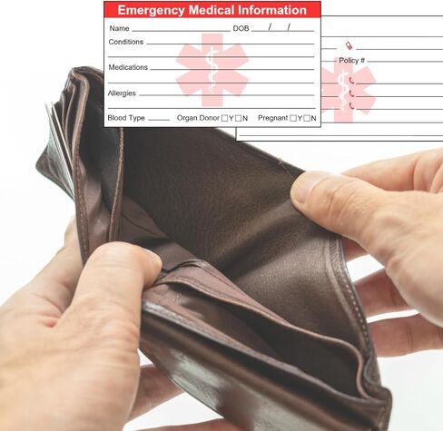 Emergency Medical Information ID Card Pack of 5 | Emergency Contact ID Cards for Wallet Phone Pocket Handbags in Kuwait