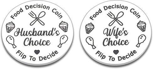 Food Decision Coin - Husband Wife Valentines Date Night Gift for Men Women, Valentines Day Gift Decision Coin 1 Anniversary Keychain Gifts, Funny Food Decide Coins for Boyfriend Girlfriend Couples in Saudi Arabia