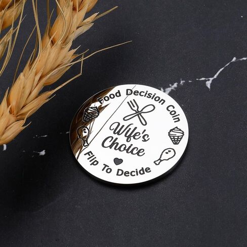 Food Decision Coin - Husband Wife Valentines Date Night Gift for Men Women, Valentines Day Gift Decision Coin 1 Anniversary Keychain Gifts, Funny Food Decide Coins for Boyfriend Girlfriend Couples in Saudi Arabia