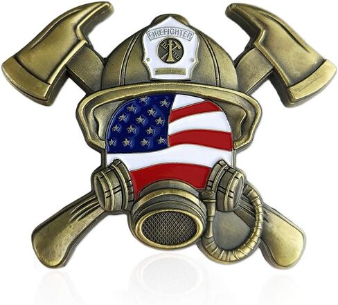 United States Firefighter Prayer Challenge Coin - Fire Respirator Axe Shaped Coin Display in Saudi Arabia