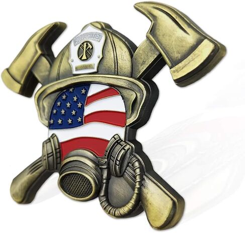 United States Firefighter Prayer Challenge Coin - Fire Respirator Axe Shaped Coin Display in Saudi Arabia