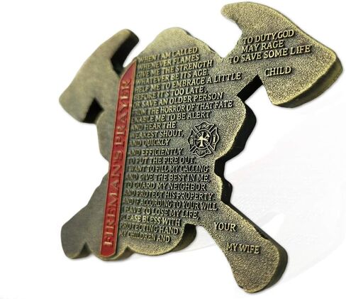 United States Firefighter Prayer Challenge Coin - Fire Respirator Axe Shaped Coin Display in Saudi Arabia