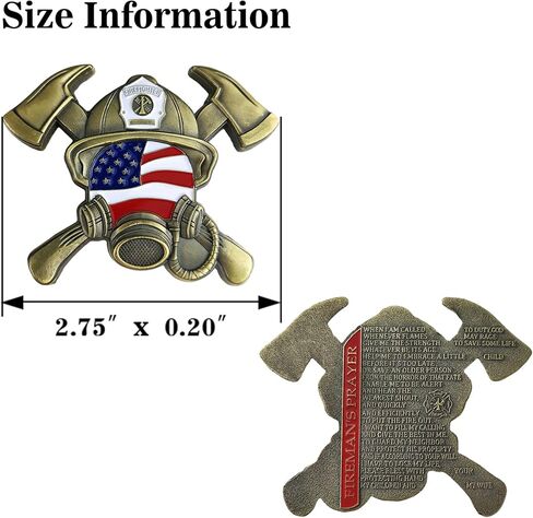 United States Firefighter Prayer Challenge Coin - Fire Respirator Axe Shaped Coin Display in Saudi Arabia