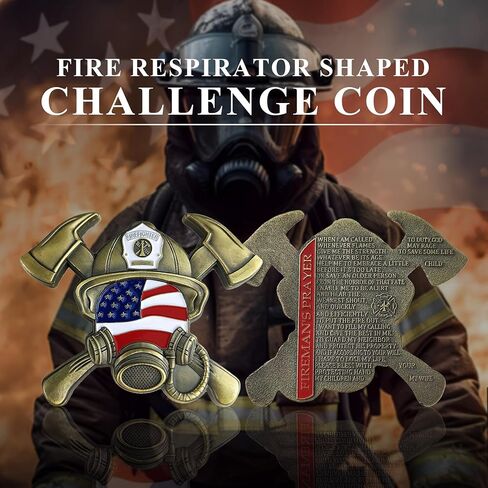 United States Firefighter Prayer Challenge Coin - Fire Respirator Axe Shaped Coin Display in Saudi Arabia