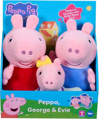 Peppa Pig Plush 3 Piece Set - Peppa, George & Baby Evie - Super Soft Classic Plush Toy 18 Months + in Saudi Arabia