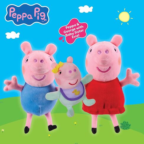 Peppa Pig Plush 3 Piece Set - Peppa, George & Baby Evie - Super Soft Classic Plush Toy 18 Months + in Saudi Arabia