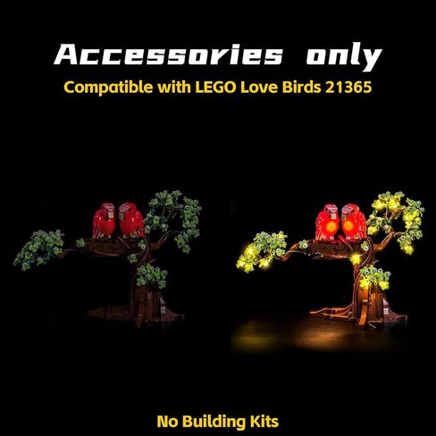 مصباح LED BrickBling متوافق مع Lego Love Birds، مجموعة إضاءة إبداعية متوافقة مع Lego 21365 - أفكار هدايا لعيد الحب - بدون نموذج in Saudi Arabia