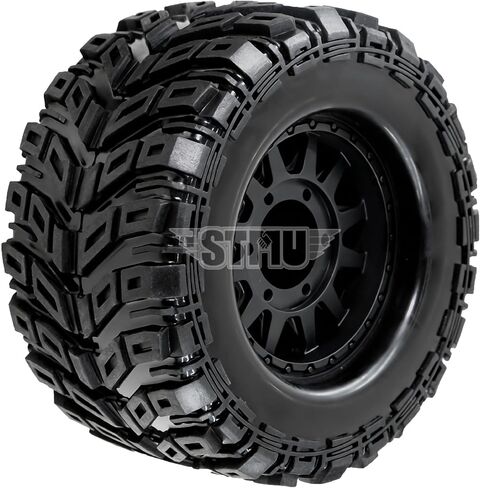 STMU 1/10 RC Wheels and Truck Tires 12mm/14mm/17mm Hex for 1/10 Rock Granite Vortek/Stampede Rustler Hoss/L0s1 Rc 4wd,RC Monster Truck Car Wheel 4Pcs (Black) in Saudi Arabia