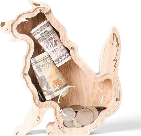 Wooden Cat Piggy Bank for Kids, Cat Money Coin Bank for Girls, Boys, Unbreakable Piggy Bank Kids Safe Money Box, Large Saving Coin Jar for Birthday Easter Gifts, Educational Toys, Cat Lovers in Kuwait