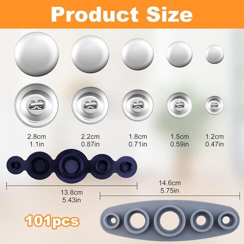 مجموعة أزرار غطاء مكونة من 100 قطعة مع أدوات، مجموعة أزرار مغطاة بالقماش DIY - 5 أحجام وقالب قماش للأزرار المغطاة بنفسك، والملابس، والقبعات، والسترات، وحقائب الظهر والحرف اليدوية in Saudi Arabia
