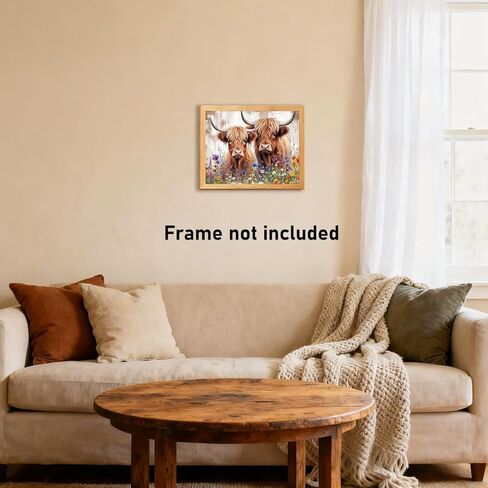 RLTXBUK Western Highland Cow Cross Stitch Kits, Rustic Cottagecore Wildflower Western Cattle Stamped Counted Cross Stitch Kits for Adults, Highland Cow Gifts for Women, 11.8x15.8 Inch in Kuwait