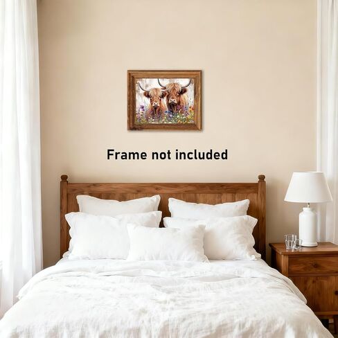 RLTXBUK Western Highland Cow Cross Stitch Kits, Rustic Cottagecore Wildflower Western Cattle Stamped Counted Cross Stitch Kits for Adults, Highland Cow Gifts for Women, 11.8x15.8 Inch in Kuwait