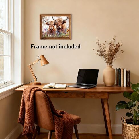 RLTXBUK Western Highland Cow Cross Stitch Kits, Rustic Cottagecore Wildflower Western Cattle Stamped Counted Cross Stitch Kits for Adults, Highland Cow Gifts for Women, 11.8x15.8 Inch in Kuwait