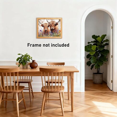 RLTXBUK Western Highland Cow Cross Stitch Kits, Rustic Cottagecore Wildflower Western Cattle Stamped Counted Cross Stitch Kits for Adults, Highland Cow Gifts for Women, 11.8x15.8 Inch in Kuwait