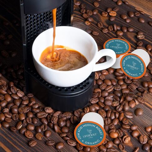 Lifeboost Half Caff Coffee K Cups - Low Acid Half Caff Coffee Pods - Non-GMO Mold Free Pods Compatible with Keurig & Keurig 2 - Third Party Tested for Mycotoxins and Pesticides - 10 Count in Saudi Arabia