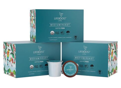 Lifeboost Half Caff Coffee K Cups - Low Acid Half Caff Coffee Pods - Non-GMO Mold Free Pods Compatible with Keurig & Keurig 2 - Third Party Tested for Mycotoxins and Pesticides - 10 Count in Saudi Arabia