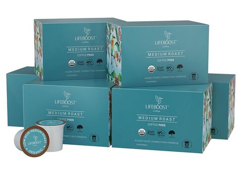 Lifeboost Half Caff Coffee K Cups - Low Acid Half Caff Coffee Pods - Non-GMO Mold Free Pods Compatible with Keurig & Keurig 2 - Third Party Tested for Mycotoxins and Pesticides - 10 Count in Saudi Arabia