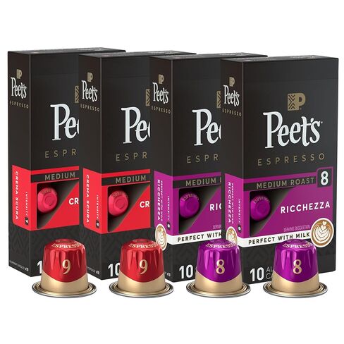 Peet's Coffee, Medium Roast Espresso Capsules, Compatible with Nespresso Original Machine, 100% Arabica Coffee - Crema Scura Intensity 9, 100 Count (10 Boxes of 10 Espresso Capsules) in Saudi Arabia