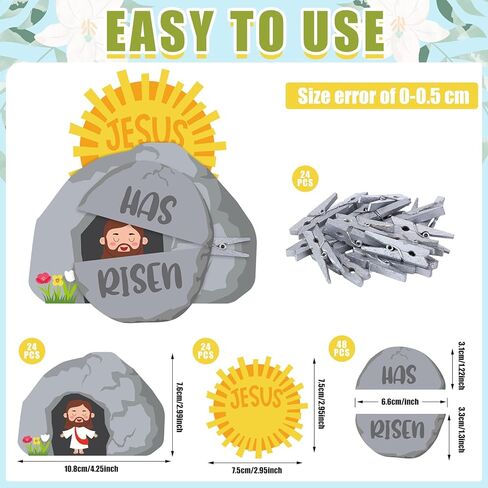Gersoniel 24 Sets Easter Jesus Has Risen Craft Kits, Jesus Tomb Clothespin DIY Kit Christian Resurrection Scene Religious Tomb Crafts for Easter Church VBS Sunday Activities Party Favor in Saudi Arabia