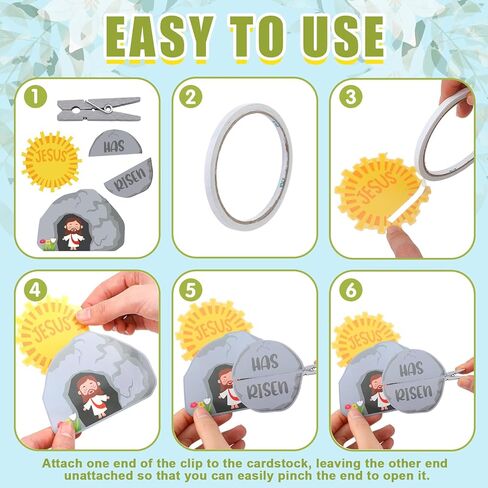 Gersoniel 24 Sets Easter Jesus Has Risen Craft Kits, Jesus Tomb Clothespin DIY Kit Christian Resurrection Scene Religious Tomb Crafts for Easter Church VBS Sunday Activities Party Favor in Saudi Arabia