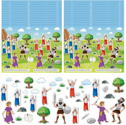 Jenaai 24 Set David and Goliath Craft for Kids Bulk Sunday School Crafts David and Goliath Sticker Scenes VBS Christian Catholic Sticker for Religious Home Story Party Activity Vacation Bible School in Saudi Arabia