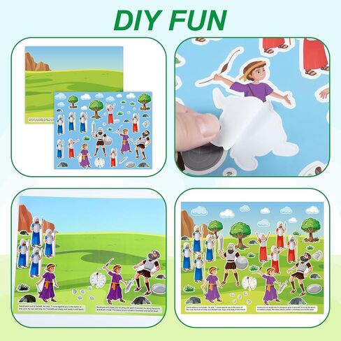 Jenaai 24 Set David and Goliath Craft for Kids Bulk Sunday School Crafts David and Goliath Sticker Scenes VBS Christian Catholic Sticker for Religious Home Story Party Activity Vacation Bible School in Saudi Arabia