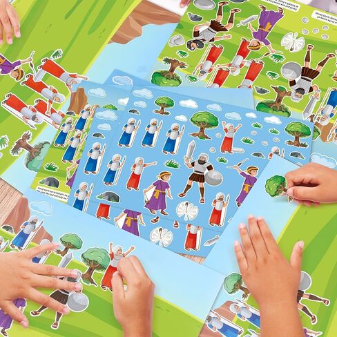 Jenaai 24 Set David and Goliath Craft for Kids Bulk Sunday School Crafts David and Goliath Sticker Scenes VBS Christian Catholic Sticker for Religious Home Story Party Activity Vacation Bible School in Saudi Arabia