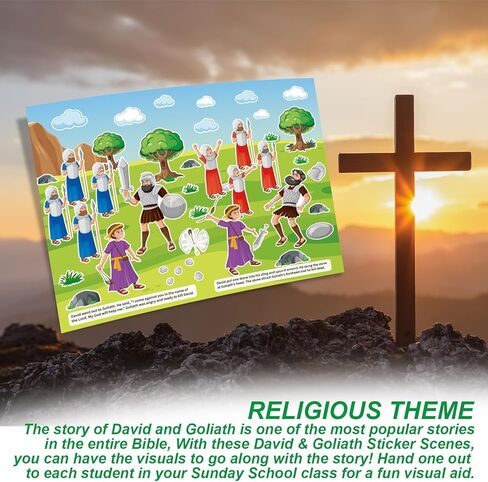 Jenaai 24 Set David and Goliath Craft for Kids Bulk Sunday School Crafts David and Goliath Sticker Scenes VBS Christian Catholic Sticker for Religious Home Story Party Activity Vacation Bible School in Saudi Arabia