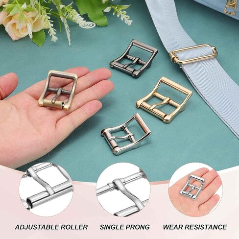10 قطع من MECCANIXITY مشبك حزام ذو شوكة واحدة، 0.8 بوصة 1 بوصة 1.3 بوصة مستطيل الشكل معدني بإبزيم دوار في المنتصف للحقيبة in Kuwait