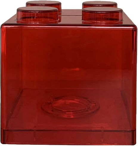 Piggy Bank, Shatterproof Clear Money Saving Bank Building Block Design Rectangular Transparent Saving Box for Storage Box Home Decor Ornament(Red) in Saudi Arabia