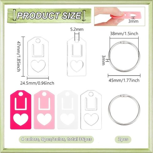 BENECREAT 36Pcs 4 Style Acrylic Floss Drops, 1.8x0.9x0.1inch Shield Shape Thread Winding Boards Floss Chips with 2Pcs Iron Hinged Rings for Embroidery Floss Organization in Saudi Arabia