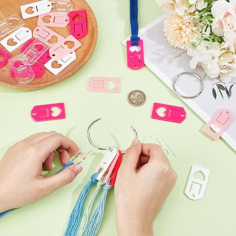 BENECREAT 36Pcs 4 Style Acrylic Floss Drops, 1.8x0.9x0.1inch Shield Shape Thread Winding Boards Floss Chips with 2Pcs Iron Hinged Rings for Embroidery Floss Organization in Saudi Arabia