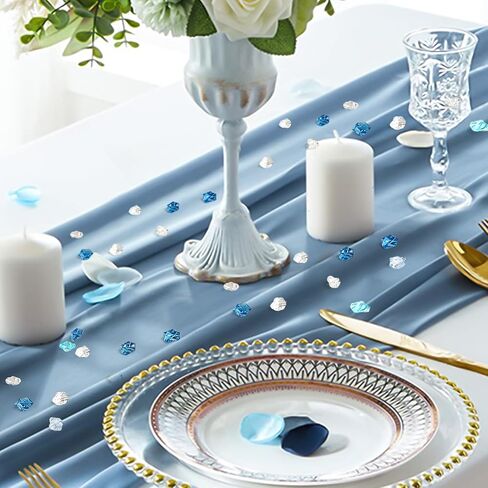 مكعبات ثلج وهمية، 960 قطعة من الصخور الملونة للمزهريات، ألماس بلاستيكي 11 * 14 مم، حشوات مزهرية مكعبات ثلج بلاستيكية للقطع المركزية (أزرق فاتح، أزرق ساطع، أزرق داكن، شفاف) in Kuwait