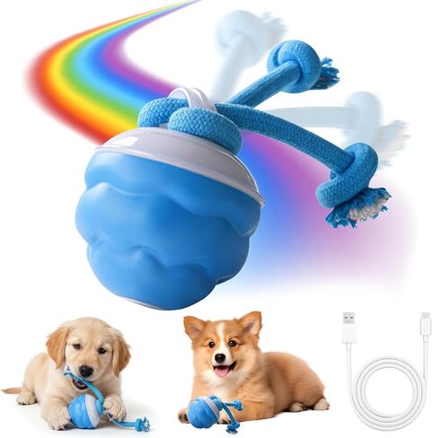 Interactive Dog Toys, Motion Activated Rolling Dog Ball Toy, Automatic Moving Dogs Toy for Boredom Stimulating, Self Play Ball for Small Medium Dogs Indoor, USB Rechargeable (Blue) in Saudi Arabia