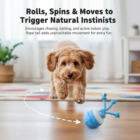 Interactive Dog Toys, Motion Activated Rolling Dog Ball Toy, Automatic Moving Dogs Toy for Boredom Stimulating, Self Play Ball for Small Medium Dogs Indoor, USB Rechargeable (Blue) in Saudi Arabia