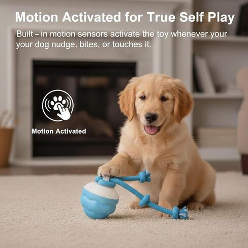 Interactive Dog Toys, Motion Activated Rolling Dog Ball Toy, Automatic Moving Dogs Toy for Boredom Stimulating, Self Play Ball for Small Medium Dogs Indoor, USB Rechargeable (Blue) in Saudi Arabia