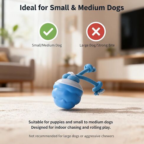 Interactive Dog Toys, Motion Activated Rolling Dog Ball Toy, Automatic Moving Dogs Toy for Boredom Stimulating, Self Play Ball for Small Medium Dogs Indoor, USB Rechargeable (Blue) in Saudi Arabia