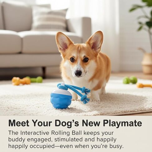 Interactive Dog Toys, Motion Activated Rolling Dog Ball Toy, Automatic Moving Dogs Toy for Boredom Stimulating, Self Play Ball for Small Medium Dogs Indoor, USB Rechargeable (Blue) in Saudi Arabia