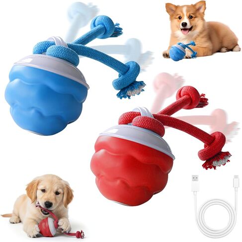 Interactive Dog Toys, Motion Activated Rolling Dog Ball Toy, Automatic Moving Dogs Toy for Boredom Stimulating, Self Play Ball for Small Medium Dogs Indoor, USB Rechargeable (Blue) in Saudi Arabia