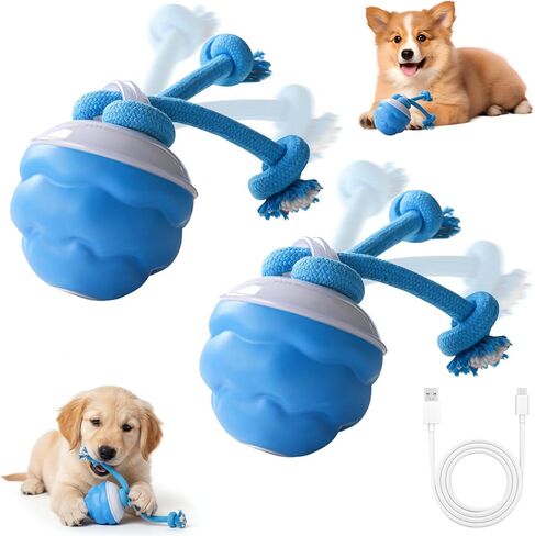 Interactive Dog Toys, Motion Activated Rolling Dog Ball Toy, Automatic Moving Dogs Toy for Boredom Stimulating, Self Play Ball for Small Medium Dogs Indoor, USB Rechargeable (Blue) in Saudi Arabia