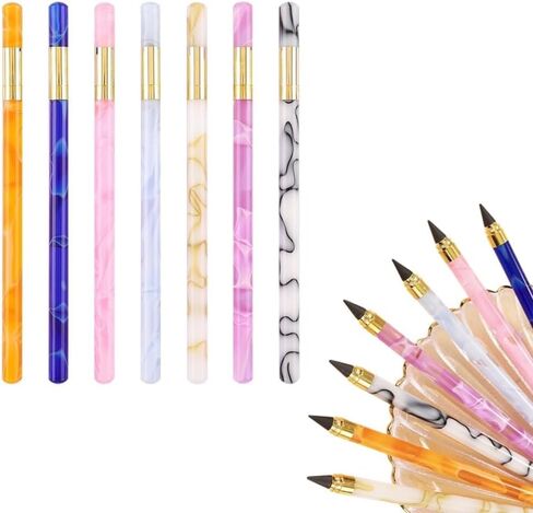 7 قطع/مجموعة قلم رصاص أكريليك أبدي HB قلم كتابة غير محدود مع غطاء قلم رصاص أبدي قابل لإعادة الاستخدام يدوم طويلاً (متعدد الألوان) in Kuwait