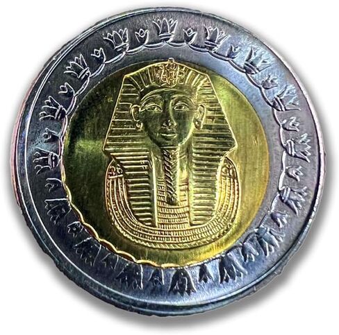 عملة جنيه مصري واحد - تصميم الملك توت | 5 عبوات مع صندوق عرض | هدايا تذكارية وهدايا مستوحاة من مصر القديمة in Saudi Arabia