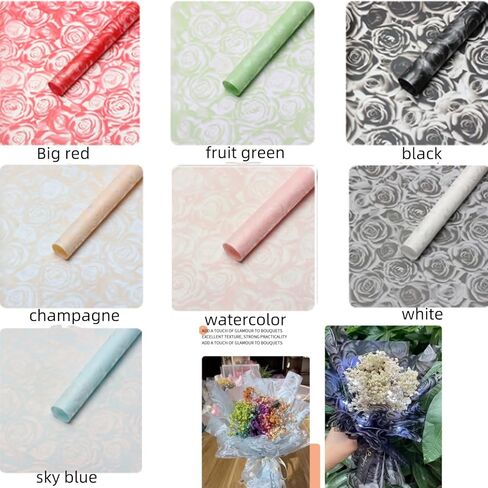 35 Sheet in 7 colors Flower Wrapping Paper - Waterproof bouquet semi transparent rose beauty flower wrapping paper, Florist Supplies Packaging Paper for Wedding Birthday Gift DIY in Saudi Arabia