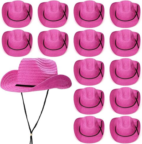 15 Pcs Straw Cowboy Hat Party Hat Panama Sun Hat Beach Hat for Travel Gardening Party Activities Horseback Riding Music Festival Hiking Mountain Climbing Brown in Saudi Arabia