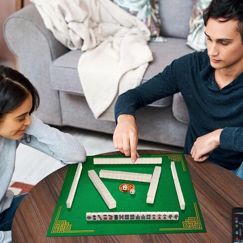 IMIKEYA Mini Mahjong Game Mahjong Tiles Set: مجموعة صغيرة من 146 بلاطة محمولة للسفر مع حقيبة حمل بنية مجموعات بلاط Mahjongs صغيرة لحفلات الألعاب العائلية والسفر in Kuwait