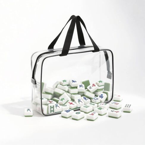 Transparent Mahjong Tile Bag with Zipper, PVC Clear Waterproof American Mahjong Bag for Storage & Travel, mah jongg Carrying Case with Handles, mahjongg Accessories and Gifts for Parties, (Case Only) in Kuwait