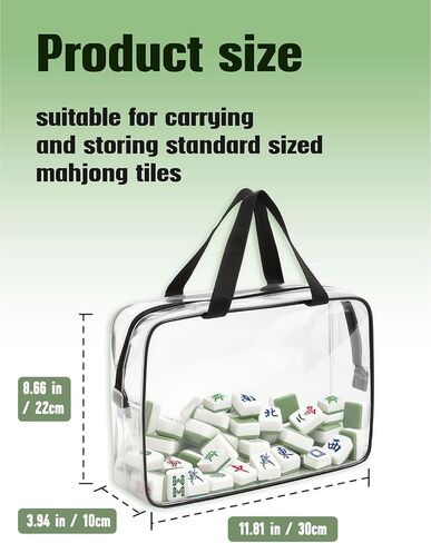 Transparent Mahjong Tile Bag with Zipper, PVC Clear Waterproof American Mahjong Bag for Storage & Travel, mah jongg Carrying Case with Handles, mahjongg Accessories and Gifts for Parties, (Case Only) in Kuwait
